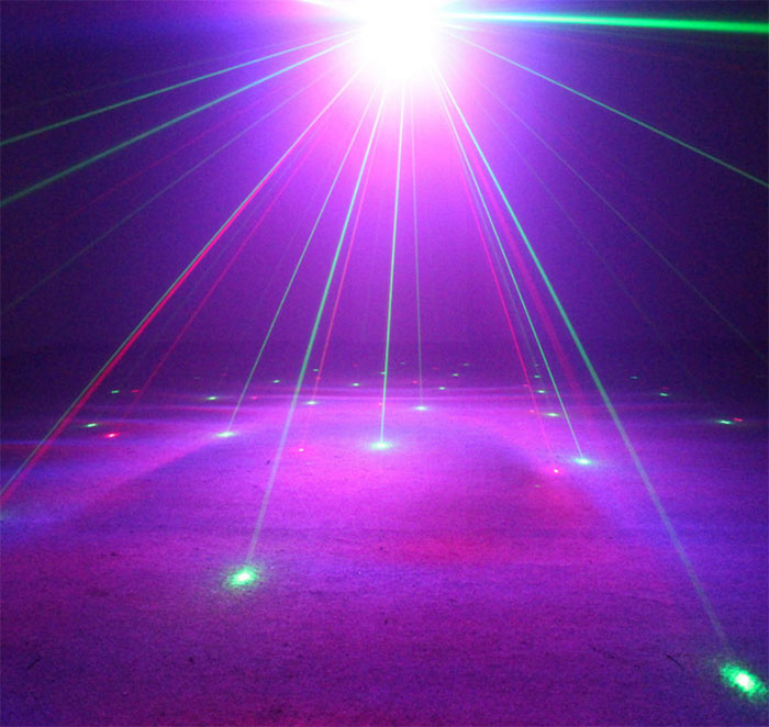 The full color Waterlines laser light red and green